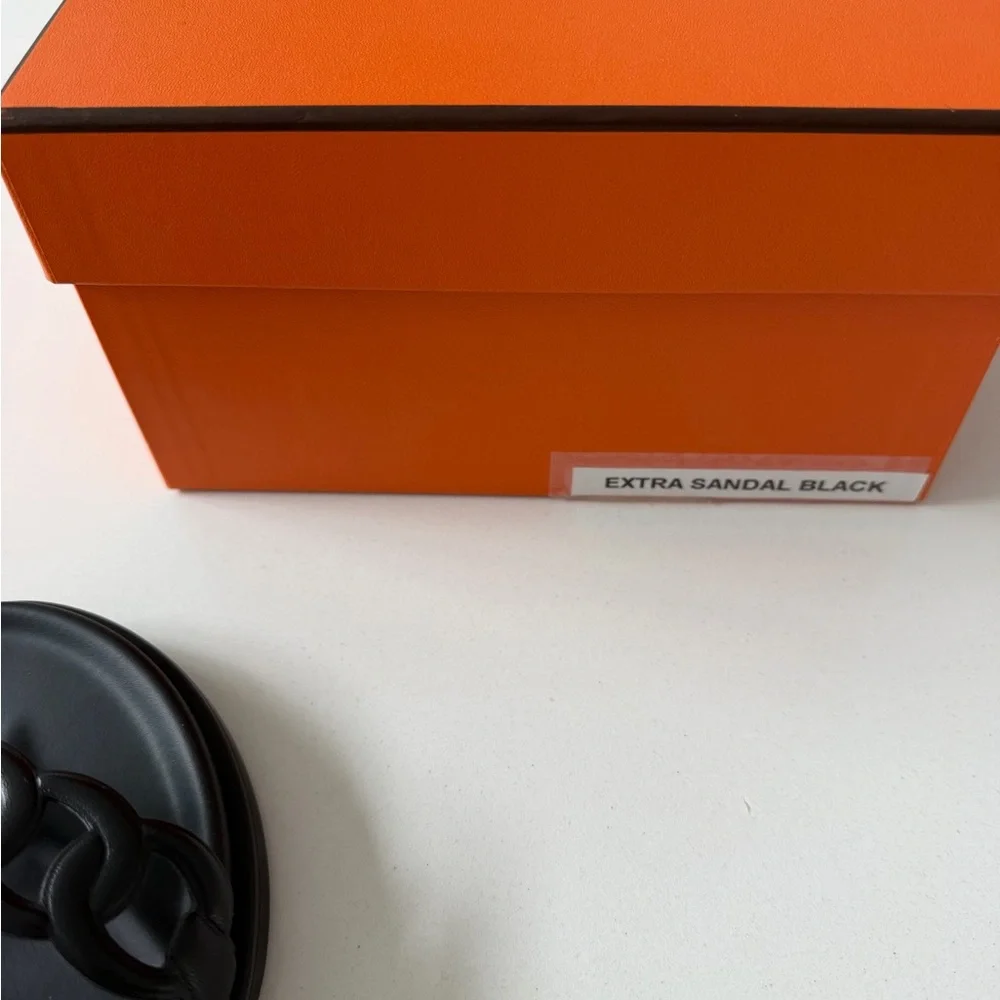 Hermès Nappa Extra Sandals, black, size 37.5